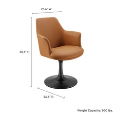 Lippa Black/Tan Swivel Dining Vegan Leather Armchair - Ornate Home