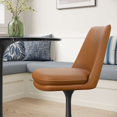 Lippa Black/Tan Swivel Dining Vegan Leather Side Chair - Ornate Home