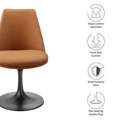Lippa Black/Tan Swivel Dining Vegan Leather Side Chair - Ornate Home