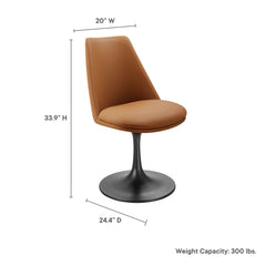 Lippa Black/Tan Swivel Dining Vegan Leather Side Chair - Ornate Home