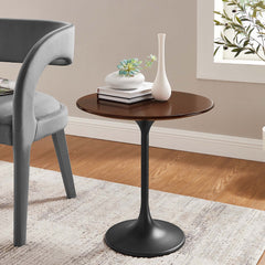 Lippa Black/Walnut 20" Round Wood Side Table - Ornate Home