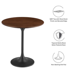 Lippa Black/Walnut 20" Round Wood Side Table - Ornate Home