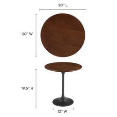 Lippa Black/Walnut 20" Round Wood Side Table - Ornate Home