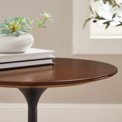 Lippa Black/Walnut 20" Round Wood Side Table - Ornate Home