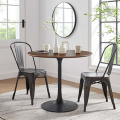 Lippa Black/Walnut 36" Round Wood Dining Table - Ornate Home