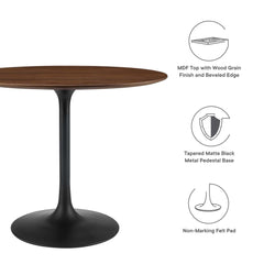 Lippa Black/Walnut 36" Round Wood Dining Table - Ornate Home