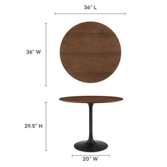 Lippa Black/Walnut 36" Round Wood Dining Table - Ornate Home