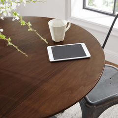 Lippa Black/Walnut 36" Round Wood Dining Table - Ornate Home