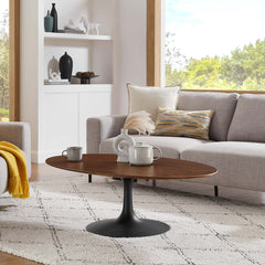 Lippa Black/Walnut 48" Oval Wood Coffee Table - Ornate Home