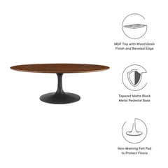 Lippa Black/Walnut 48" Oval Wood Coffee Table - Ornate Home