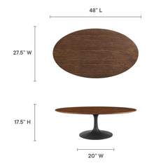 Lippa Black/Walnut 48" Oval Wood Coffee Table - Ornate Home