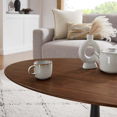 Lippa Black/Walnut 48" Oval Wood Coffee Table - Ornate Home
