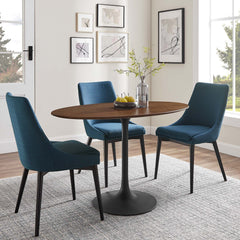 Lippa Black/Walnut 48" Oval Wood Dining Table - Ornate Home