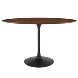 Lippa Black/Walnut 48" Oval Wood Dining Table - Ornate Home