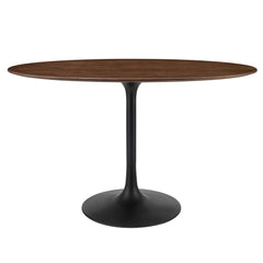Lippa Black/Walnut 48" Oval Wood Dining Table - Ornate Home