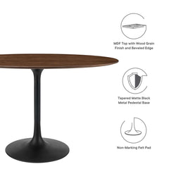 Lippa Black/Walnut 48" Oval Wood Dining Table - Ornate Home