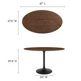 Lippa Black/Walnut 48" Oval Wood Dining Table - Ornate Home
