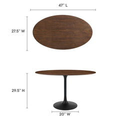 Lippa Black/Walnut 48" Oval Wood Dining Table - Ornate Home