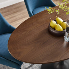 Lippa Black/Walnut 48" Oval Wood Dining Table - Ornate Home