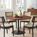 Lippa Black/Walnut 48" Round Pedestal Solid Wood Dining Table - Ornate Home