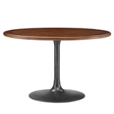 Lippa Black/Walnut 48" Round Pedestal Solid Wood Dining Table - Ornate Home