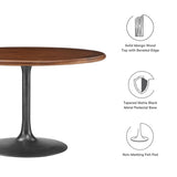 Lippa Black/Walnut 48" Round Pedestal Solid Wood Dining Table - Ornate Home