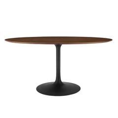 Lippa Black/Walnut 60" Oval Walnut Wood Dining Table - Ornate Home