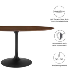 Lippa Black/Walnut 60" Oval Walnut Wood Dining Table - Ornate Home