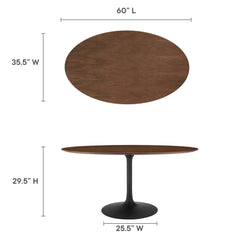 Lippa Black/Walnut 60" Oval Walnut Wood Dining Table - Ornate Home