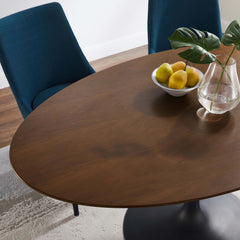 Lippa Black/Walnut 60" Oval Walnut Wood Dining Table - Ornate Home