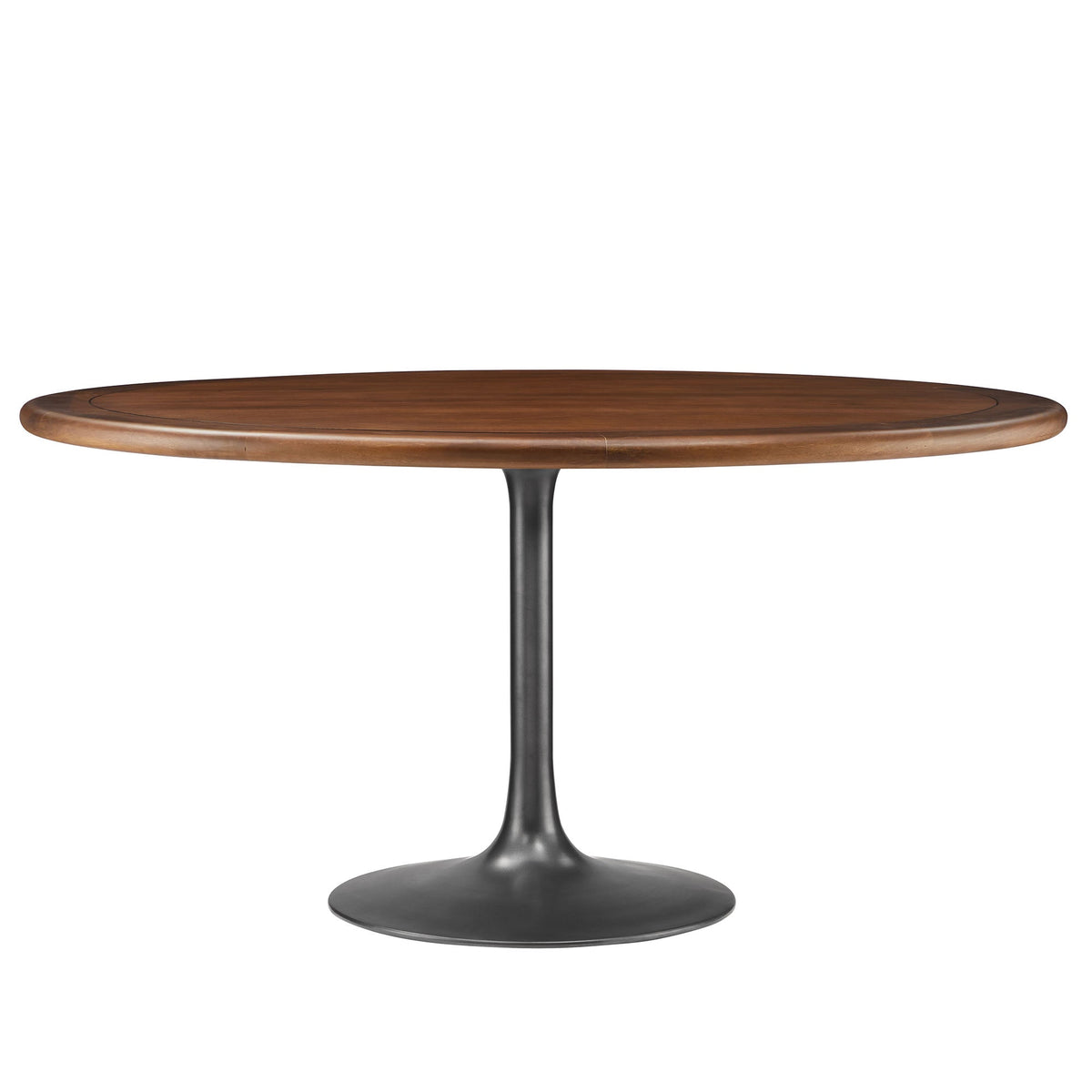 Lippa Black/Walnut 60" Round Pedestal Solid Wood Dining Table - Ornate Home