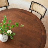 Lippa Black/Walnut 60" Round Pedestal Solid Wood Dining Table - Ornate Home