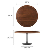Lippa Black/Walnut 60" Round Pedestal Solid Wood Dining Table - Ornate Home