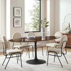 Lippa Black/Walnut 78" Oval Walnut Wood Dining Table - Ornate Home
