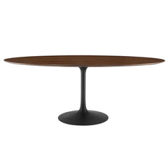 Lippa Black/Walnut 78" Oval Walnut Wood Dining Table - Ornate Home