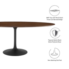 Lippa Black/Walnut 78" Oval Walnut Wood Dining Table - Ornate Home