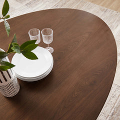 Lippa Black/Walnut 78" Oval Walnut Wood Dining Table - Ornate Home