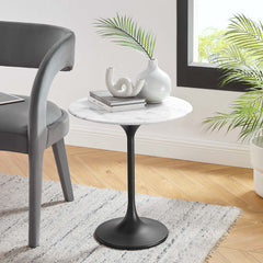 Lippa Black/White 20" Round Faux Marble Side Table - Ornate Home