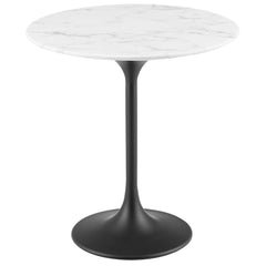 Lippa Black/White 20" Round Faux Marble Side Table - Ornate Home