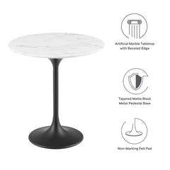 Lippa Black/White 20" Round Faux Marble Side Table - Ornate Home