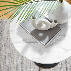 Lippa Black/White 20" Round Faux Marble Side Table - Ornate Home