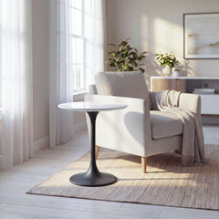 Lippa Black/White 20" Round Wood Side Table - 19.5x19.5" - Ornate Home