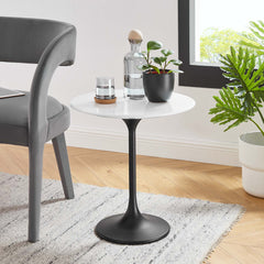 Lippa Black/White 20" Round Wood Side Table - 19.5x19.5x20" - Ornate Home