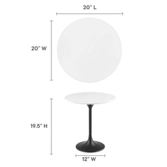 Lippa Black/White 20" Round Wood Side Table - 19.5x19.5x20" - Ornate Home