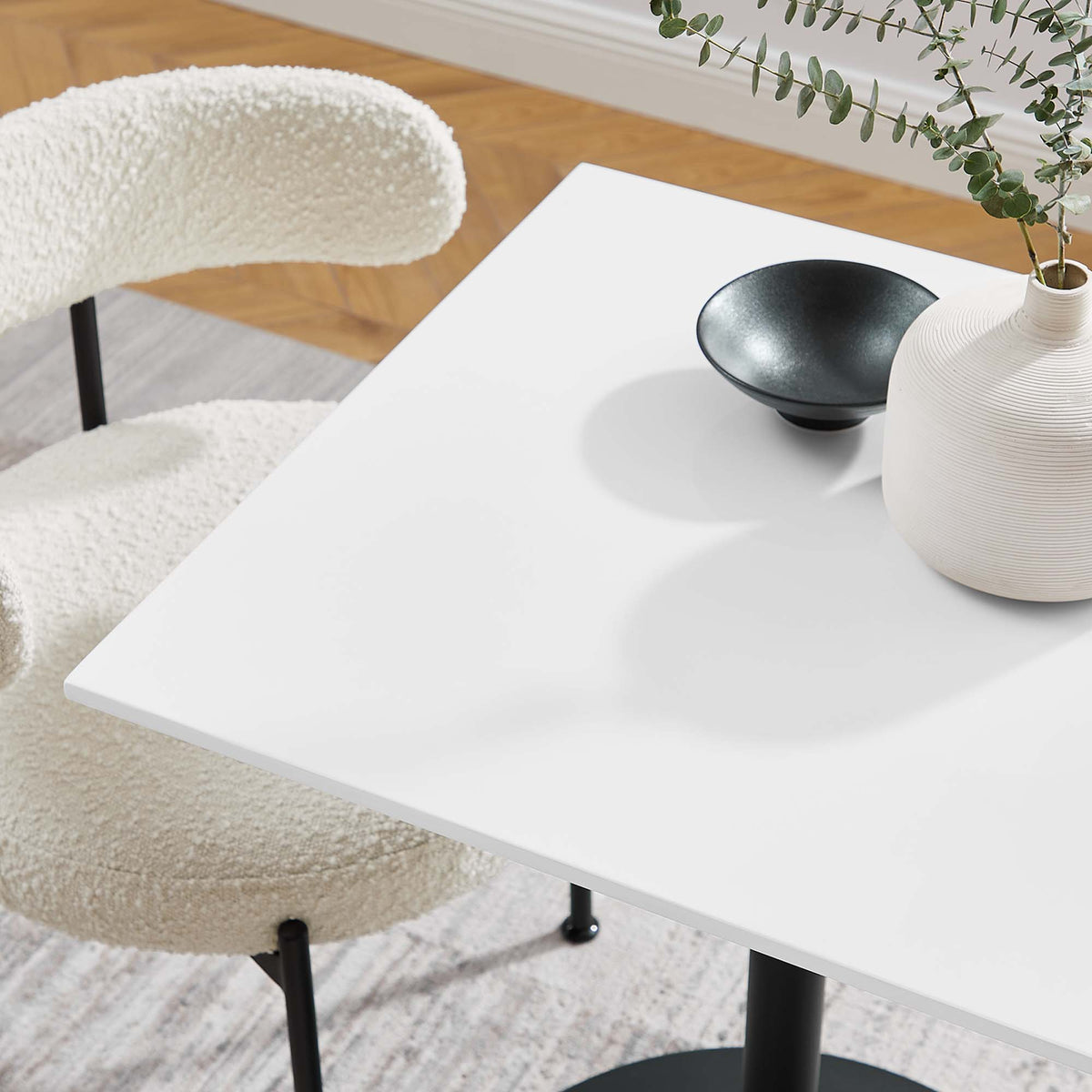 Lippa Black/White 24" Square Wood Dining Table - Ornate Home