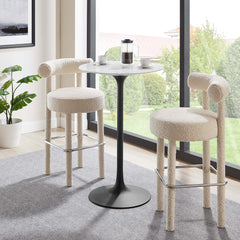 Lippa Black/White 28" Round Faux Marble Bar Table - Ornate Home