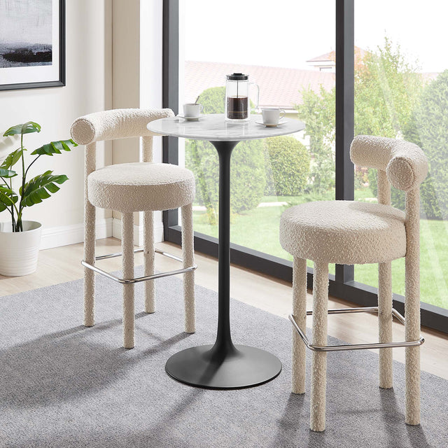 Lippa Black/White 28" Round Faux Marble Bar Table - Ornate Home
