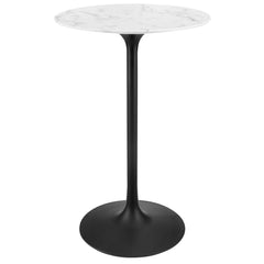 Lippa Black/White 28" Round Faux Marble Bar Table - Ornate Home