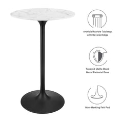 Lippa Black/White 28" Round Faux Marble Bar Table - Ornate Home