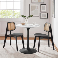 Lippa Black/White 28" Round Faux Marble Dining Table - Ornate Home